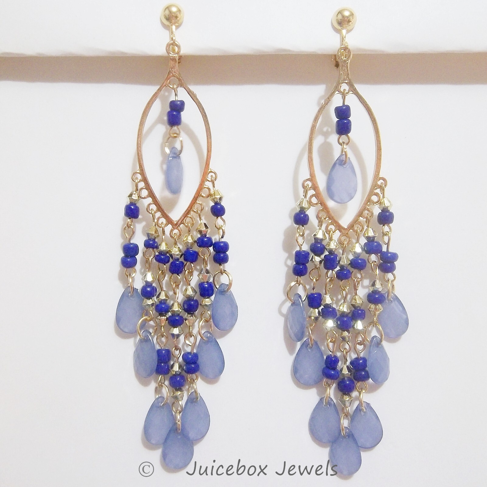 CLIP ON 4″ Chandelier Teardrop Dangle Non-Pierced Long Earrings 1 Pair