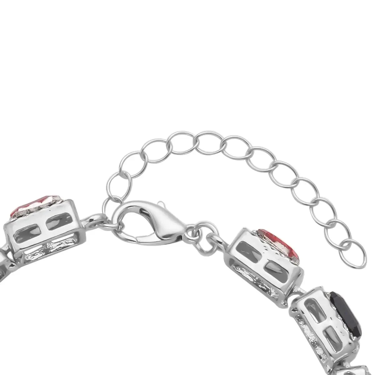 NEW Artisan Multicolor Glass Austrian Crystal Tennis Bracelet 7-9” In Silvertone