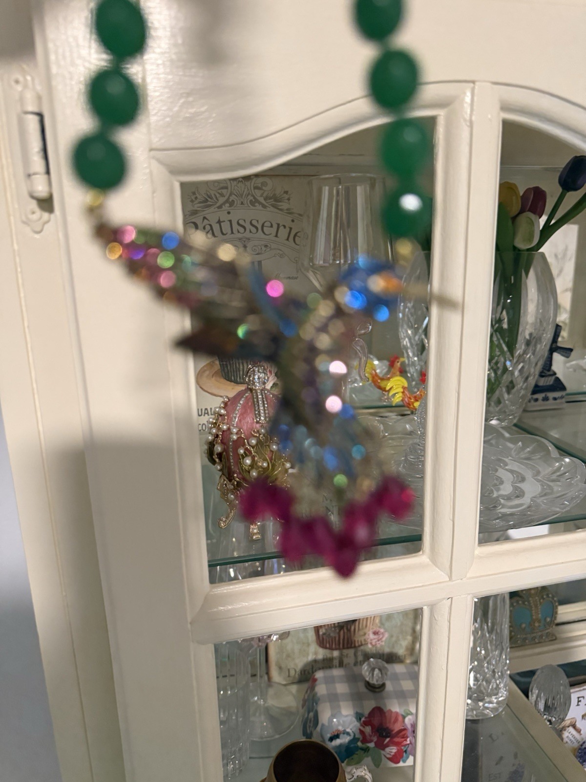 Heidi Daus Sincere Joy Signed Crystal Hummingbird Charm Pendant Beaded Necklace