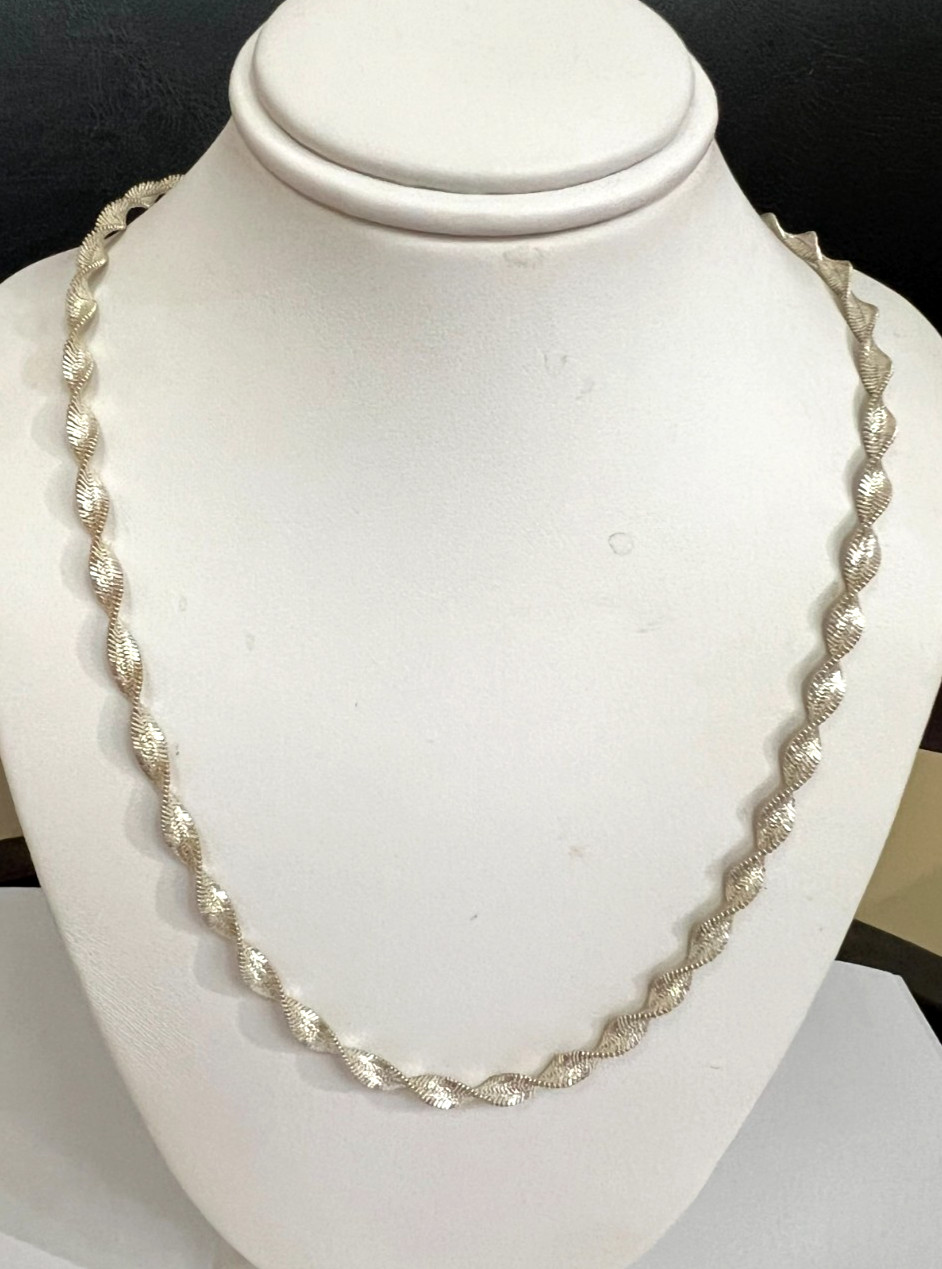 FAS ITALY SINGAPORE 4MM STERLING SILVER CHAIN NECKLACE 18″