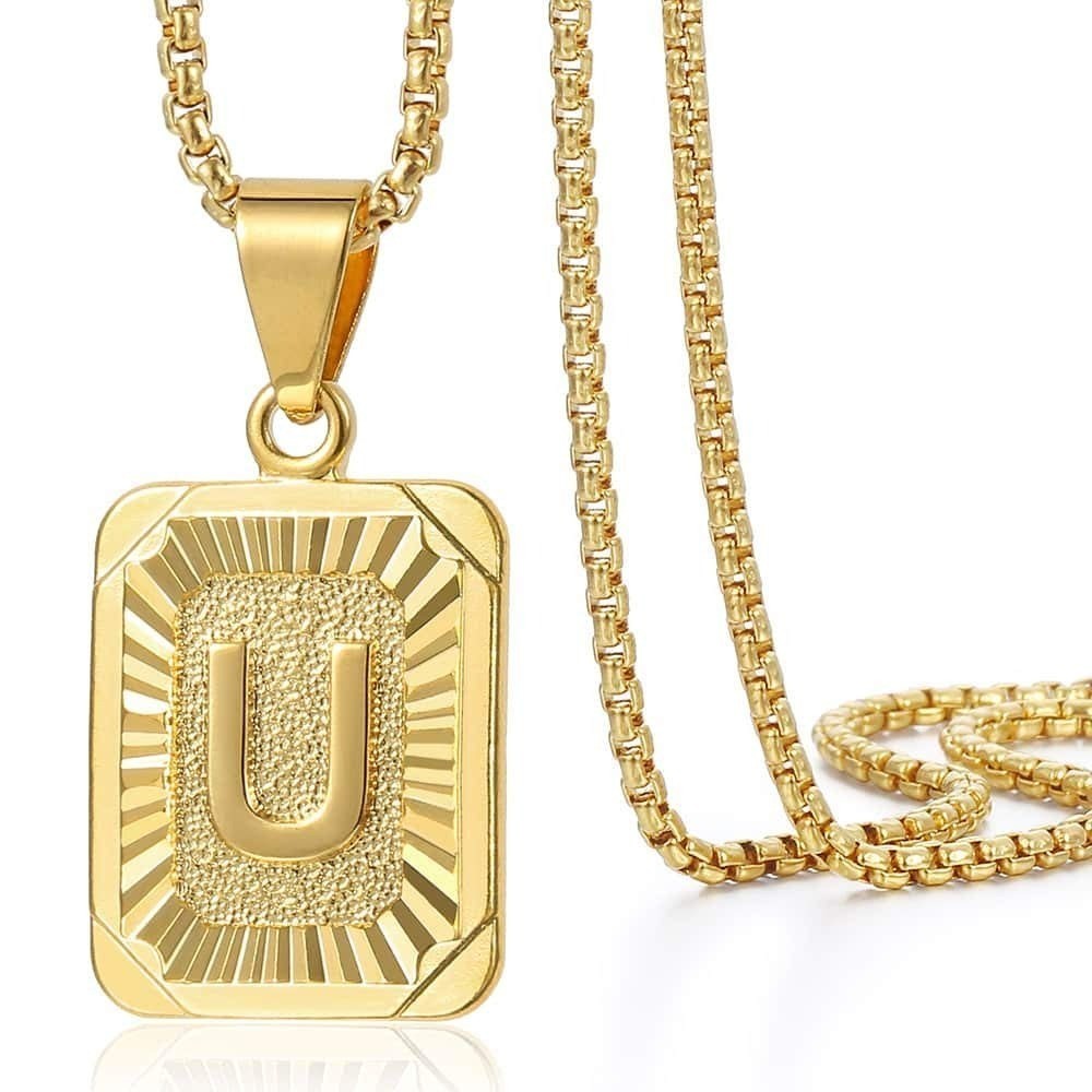 Trendsmax Initial R Pendant Necklace Gold Plated Stainless Steel 22inch