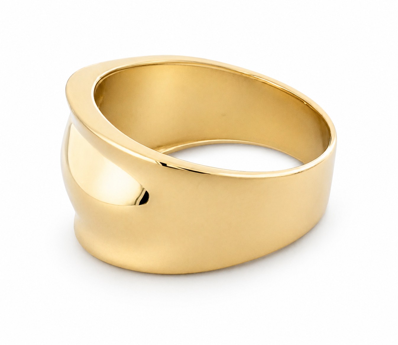 Solid 18K Yellow Gold Cigar Ring, Gold Dome Ring 13mm Sizes 5 – 12