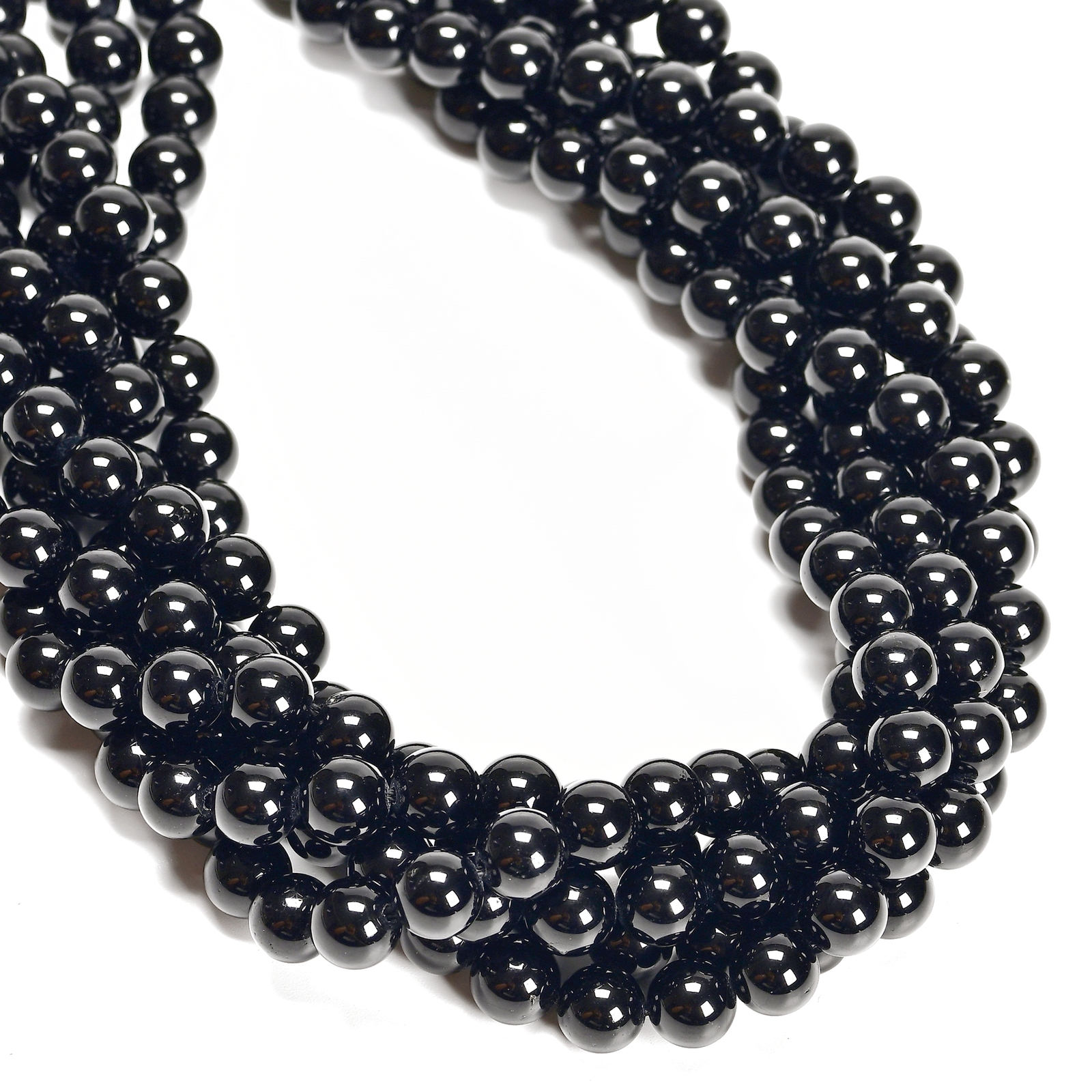 Natural Black Tourmaline Smooth Round Beads 4mm 6mm 8mm 10mm 12mm 14mm 15.5″Strd