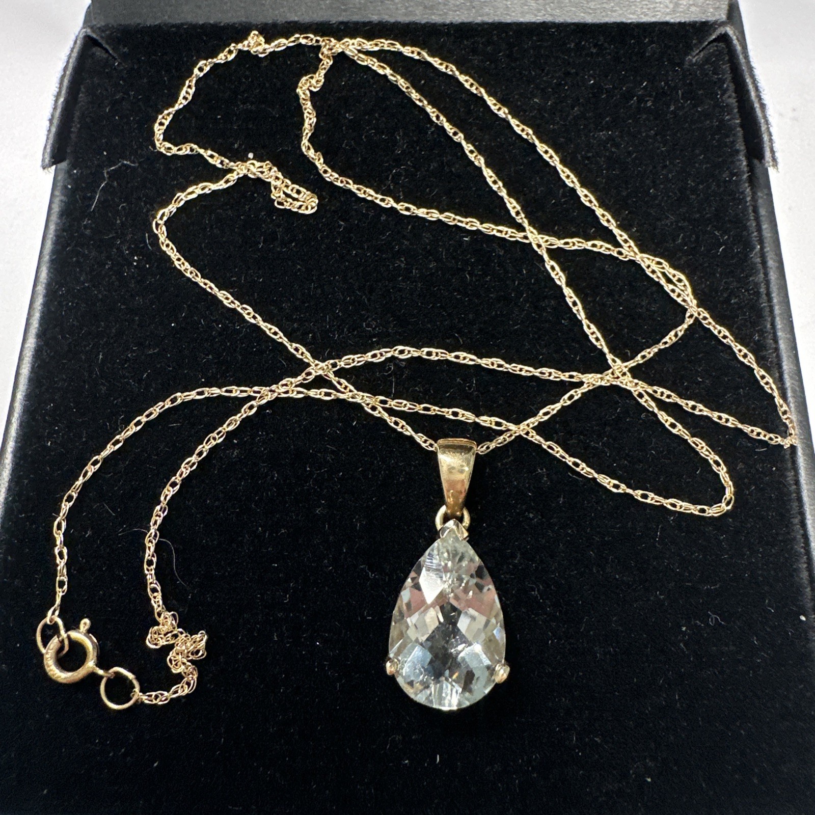 14K Gold White Topaz Pear Pendant Necklace Macys Fine Jewelry Solid Gold