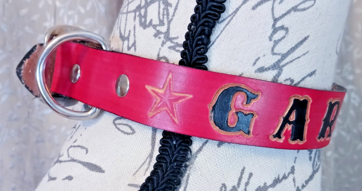 Vintage Red & Black Leather Gothic Thick Wide Garnet Cosplay Choker Collar 12″