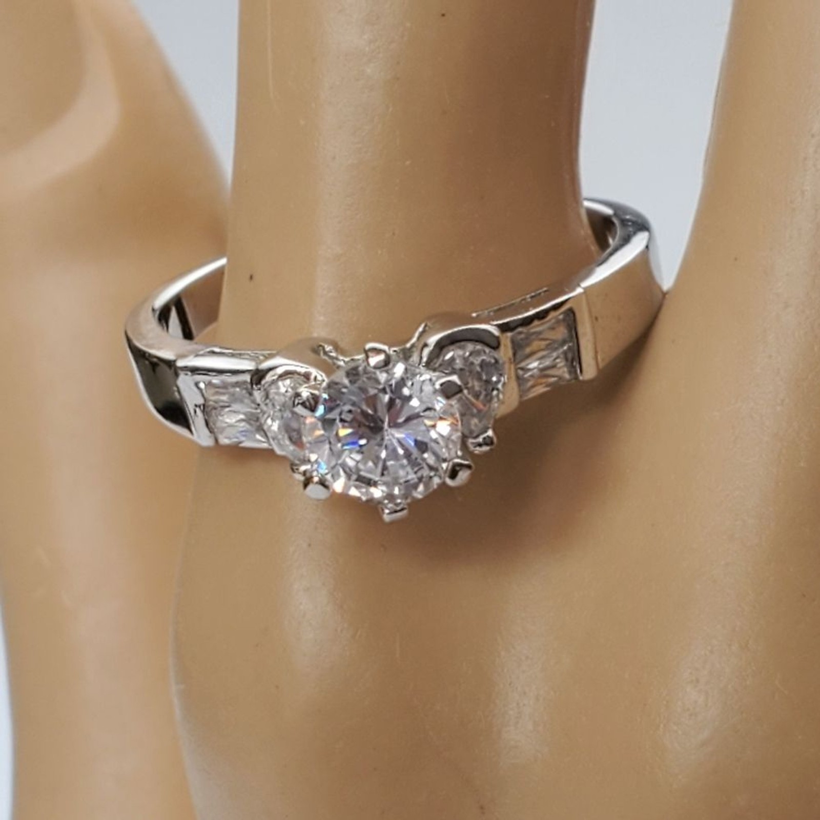 Silver Plated Solitaire with accents Size 10 promise Ring Cubic Zirconia *