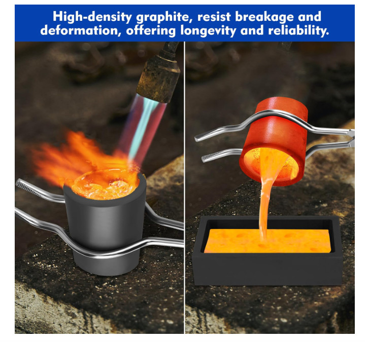 9 Pieces Graphite Torch Melting Casting Kit, Including 2 Crucible Stir Stick, 5-