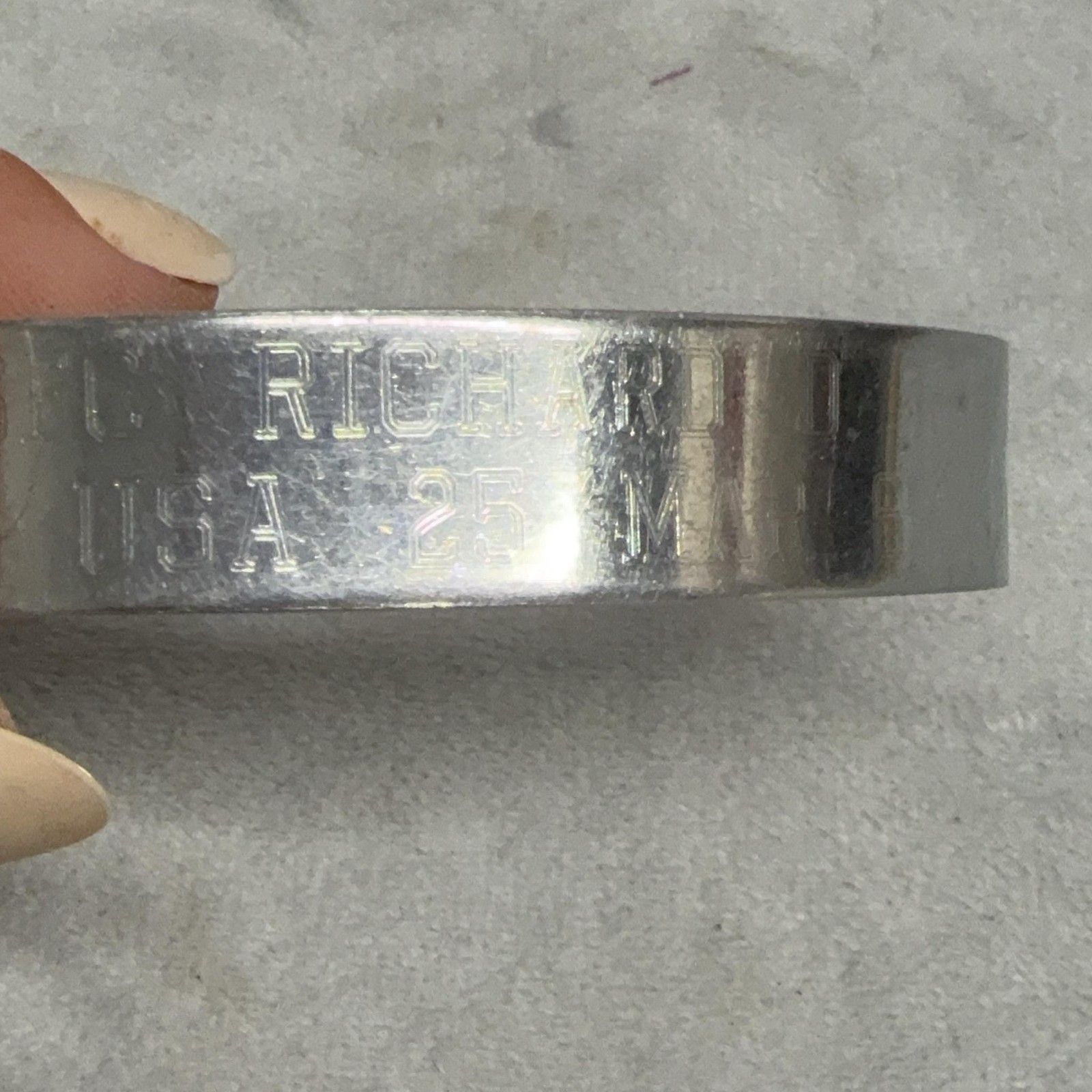 Engraved Military Memorial ID Cuff Bracelet Silver Tone SFC Richard D Roberts
