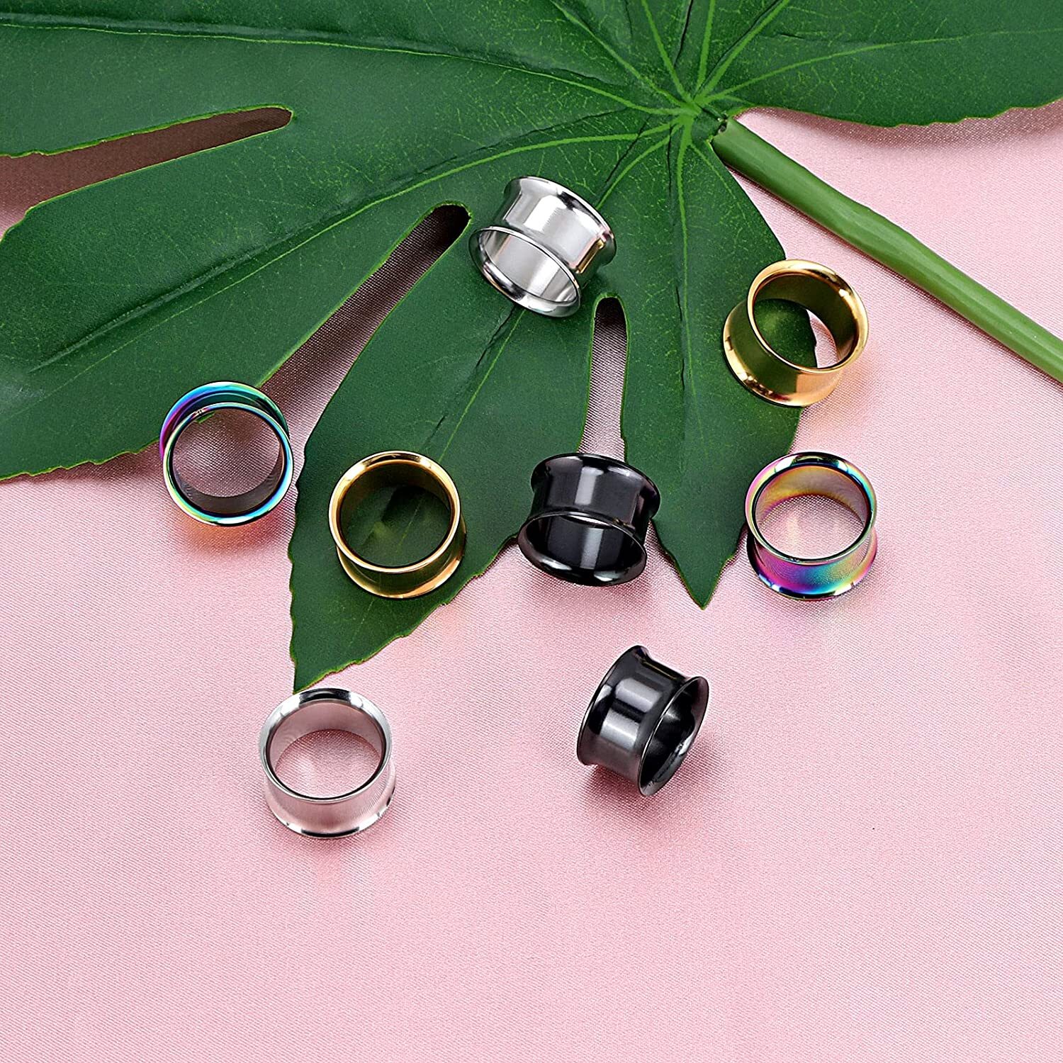 2PCS Screw Ear Tunnels Stainless Steel Ear Gauges Double Flare Ear Plugs 2G-3/4″