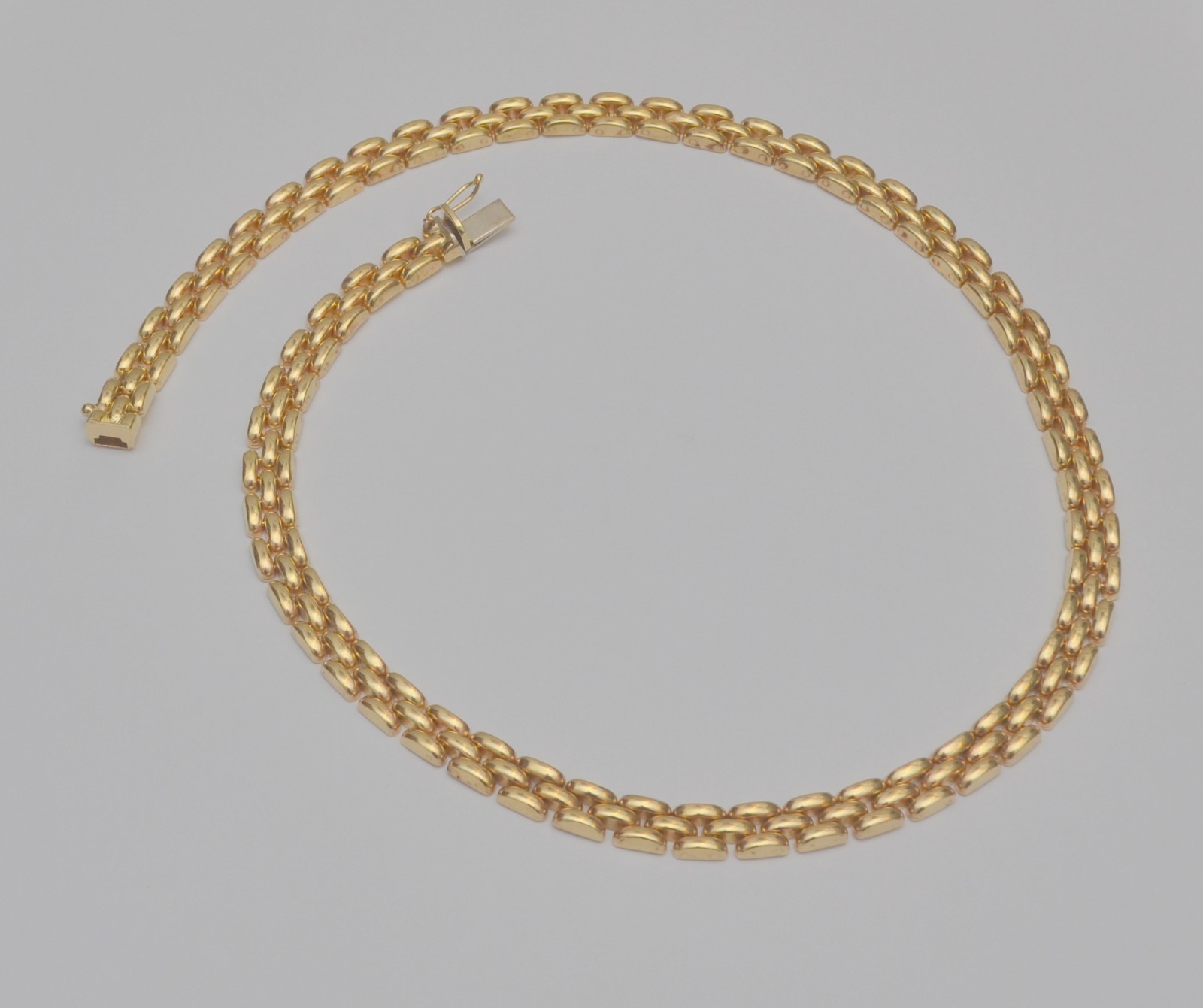 14K Yellow Gold Panther Link Necklace 7.5 mm 17.75″ Box Clasp C8