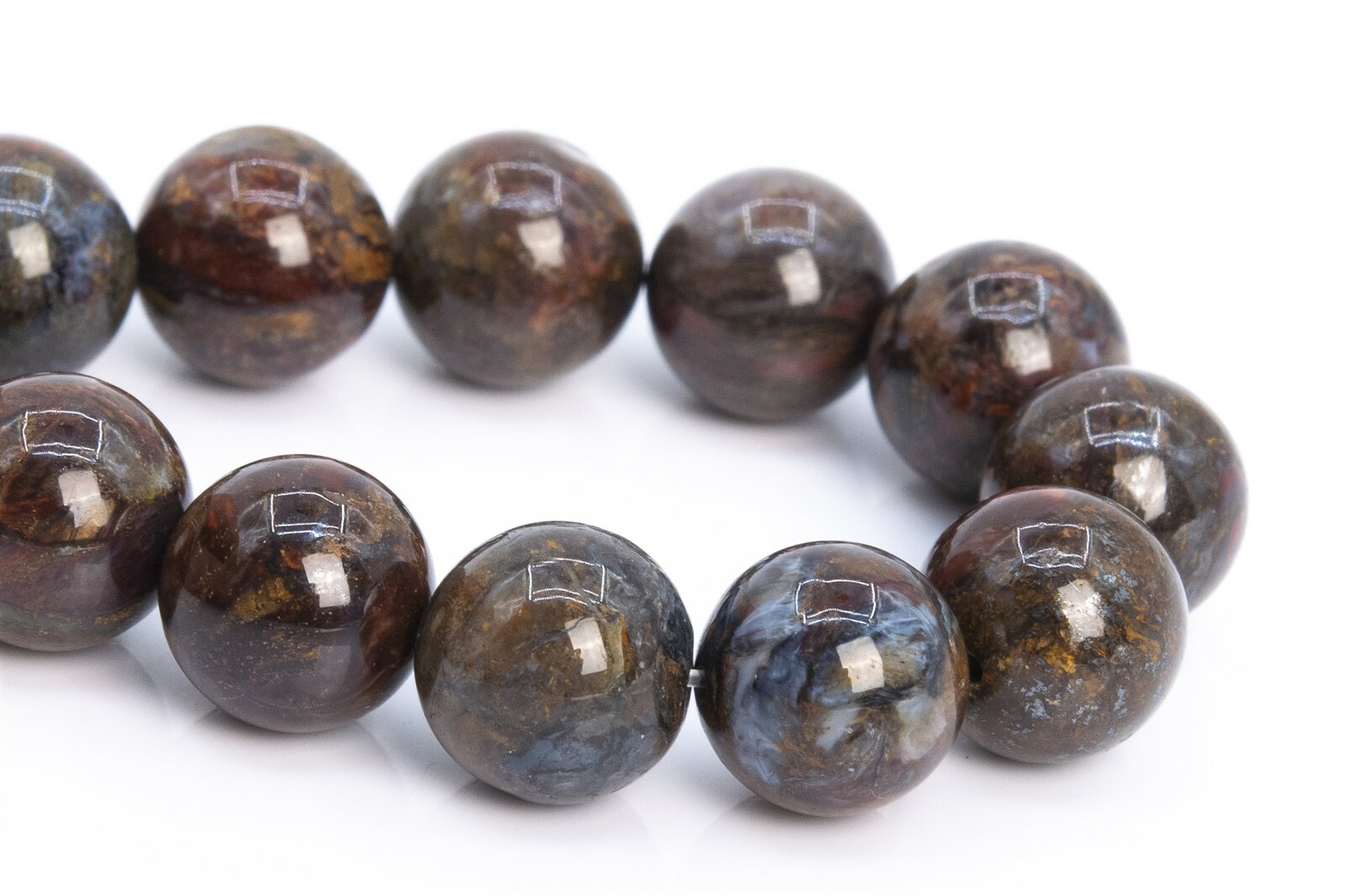 11MM Genuine Natural Pietersite Beads Blue Brown Grade AA Round Loose Beads 7.5″