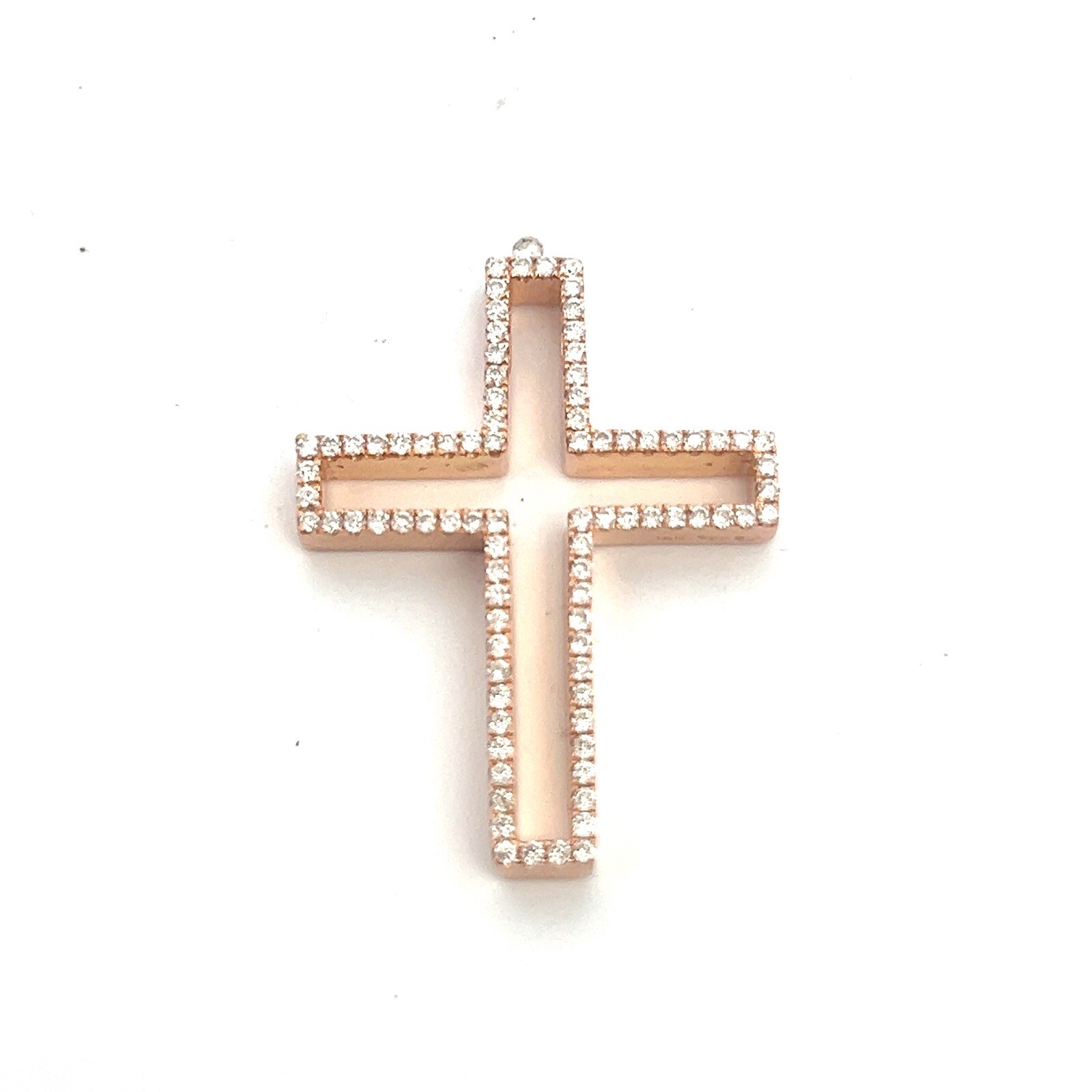 Open Diamond Cross Pendant in 18K Rose Gold 5.3 gram