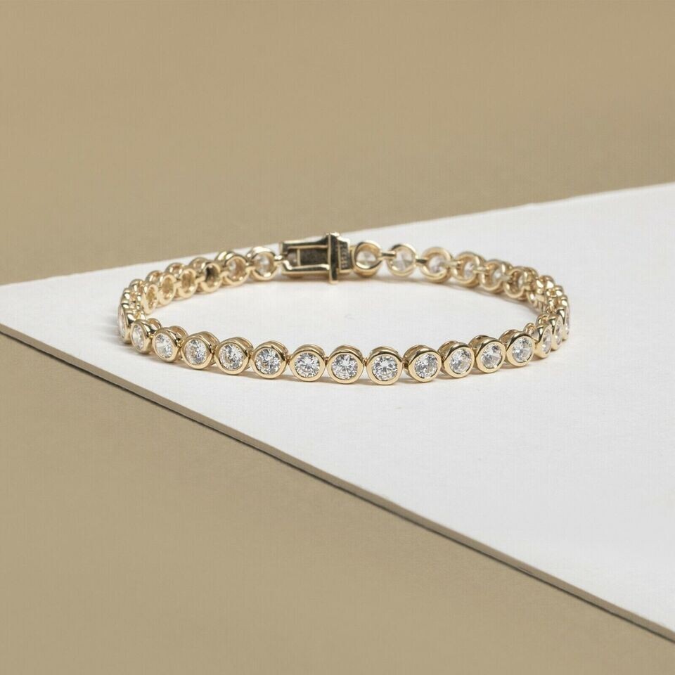 6Ct Round Lab Created Diamond 14k Yellow Gold Finish Bezel Set Tennis Bracelet