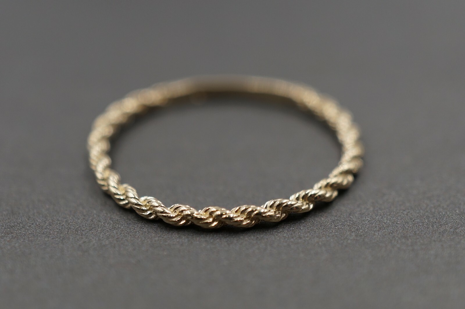 10K Solid Yellow Gold 1.6MM Thin Plain Rope Trim Dainty Stackable Band Ring.