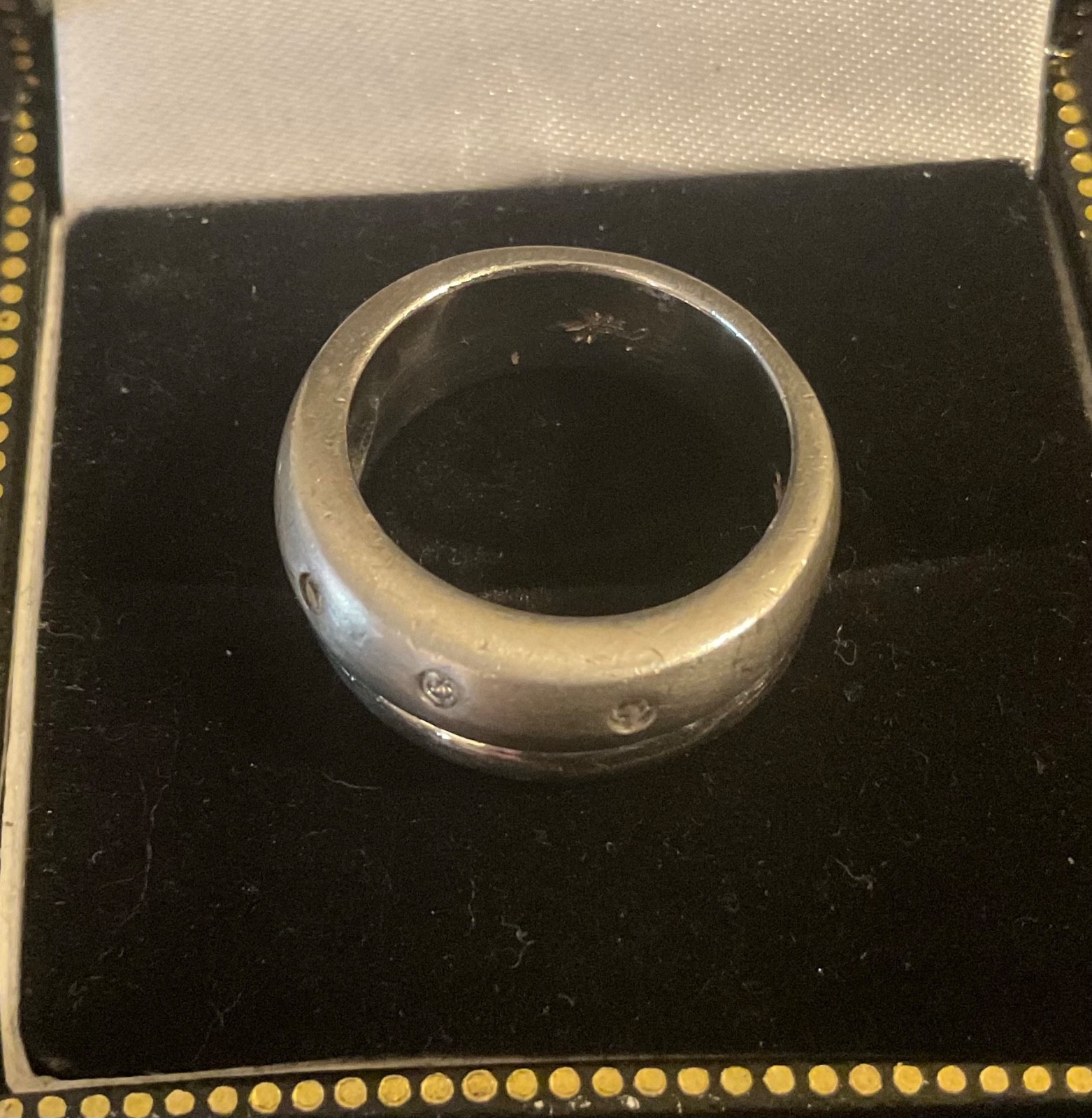 Smooth Shiny & Brushed Ring Sterling Silver CZ Band SZ 5.5 Rare Design Signed