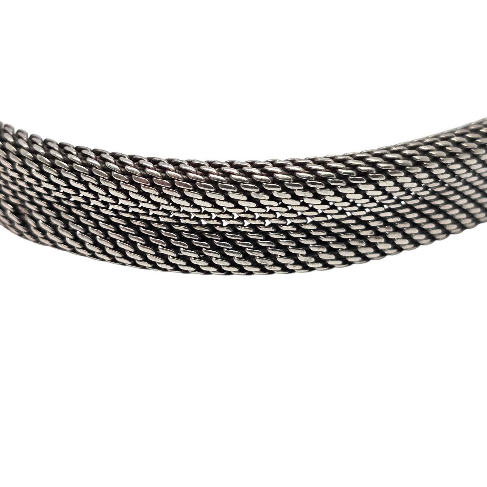 Tous Sterling Silver Bear Motif Mesh Cuff Bracelet #25647