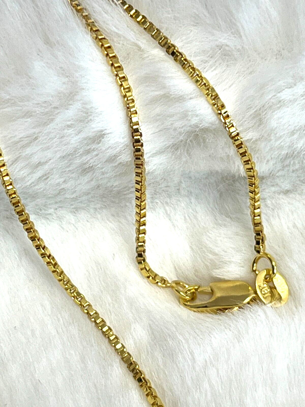 SHARP!! STAMPED 18K GOLD FILLED 1.6mm BOX CHAIN 18″ LONG FITS PENDANT NECKLACE