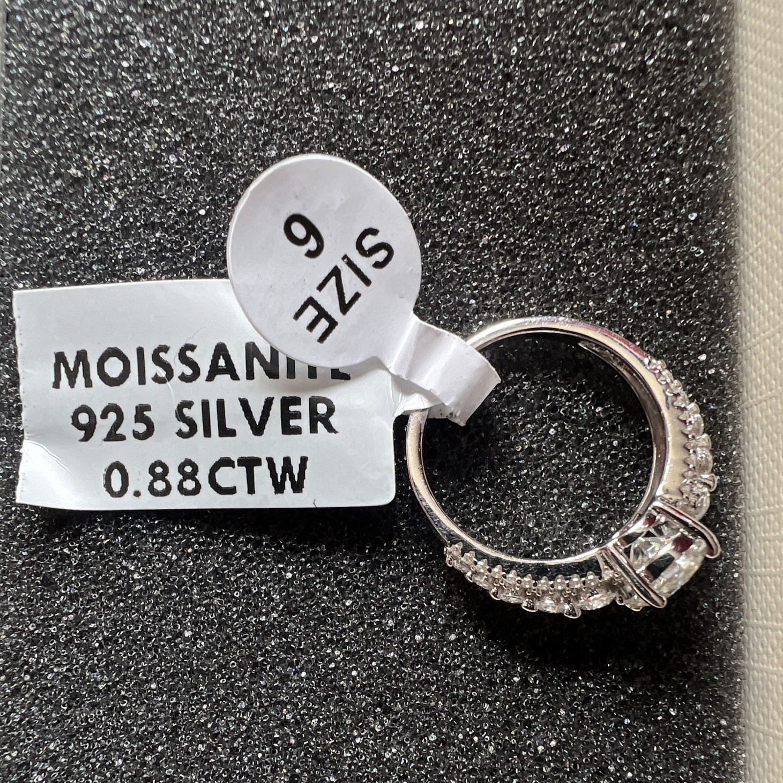 Moissanite 925 Sterling Silver Round Prong Engagement Ring Women Size 6 0.88CTW