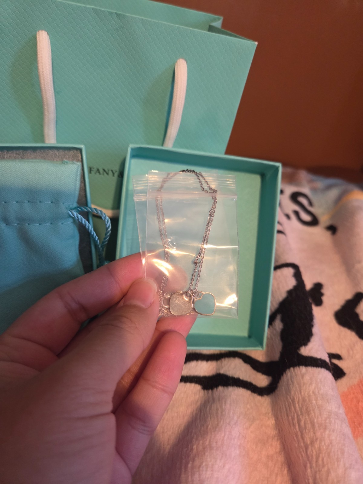 Tiffany and Co Return to Tiffany Blue Double Heart .925 Silver Pendant