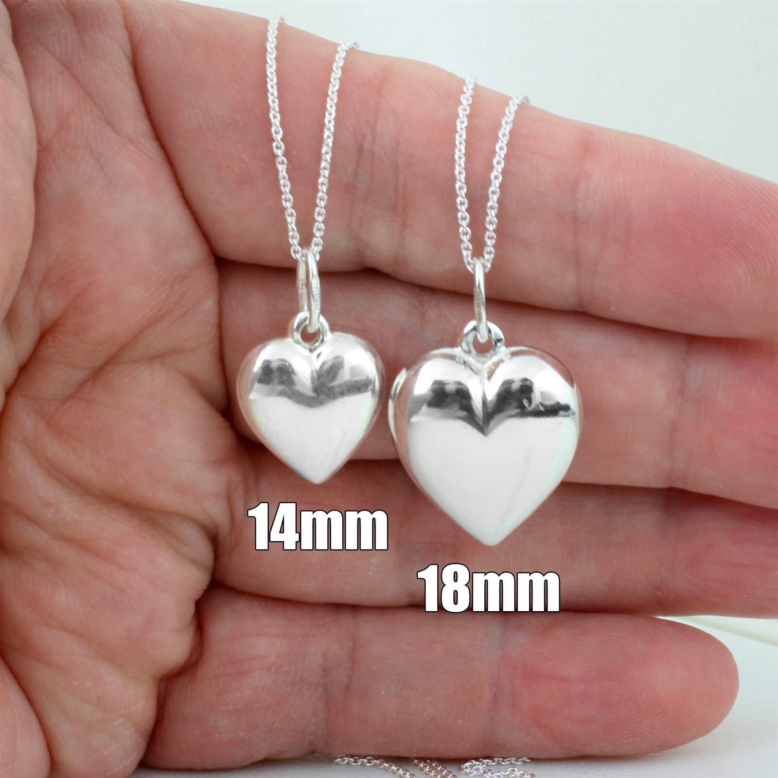 Guaranteed Genuine 925 Sterling Silver Polished Puffed Heart Charm Italy
