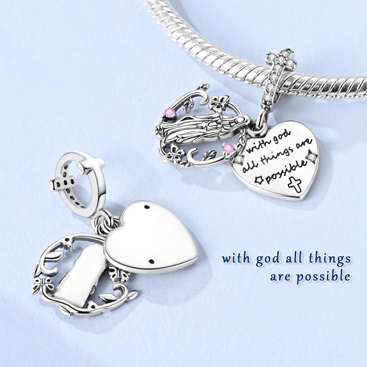 MULA 925 Sterling Silver DIY Charm CZ Madonna’s Love Pendant for Women Bracelet