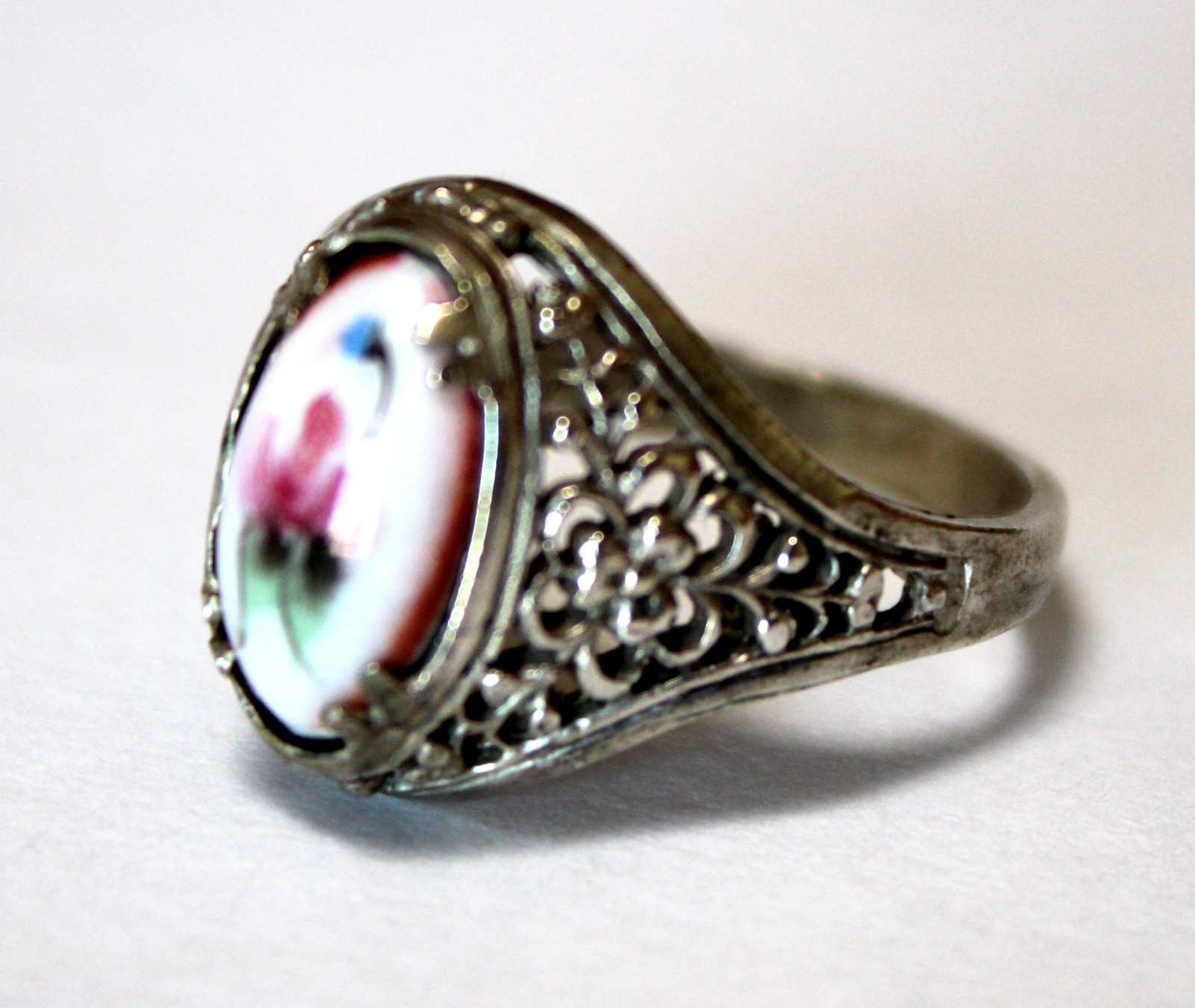 Vintage Russian Hand Painted Enamel Rings 4 Variation Finift Technique #77,83,95