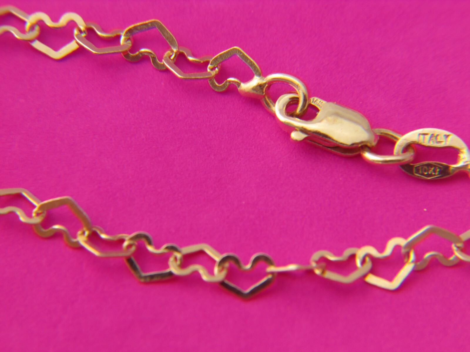 Solid 10K Yellow Gold 3mm Heart Chain Necklace Real 10kt gold Necklace