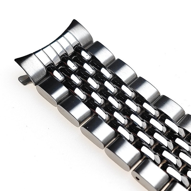 Beads of Rice Stainless Steel Watch Band Strap Screw Links+Curved End 20 22mm