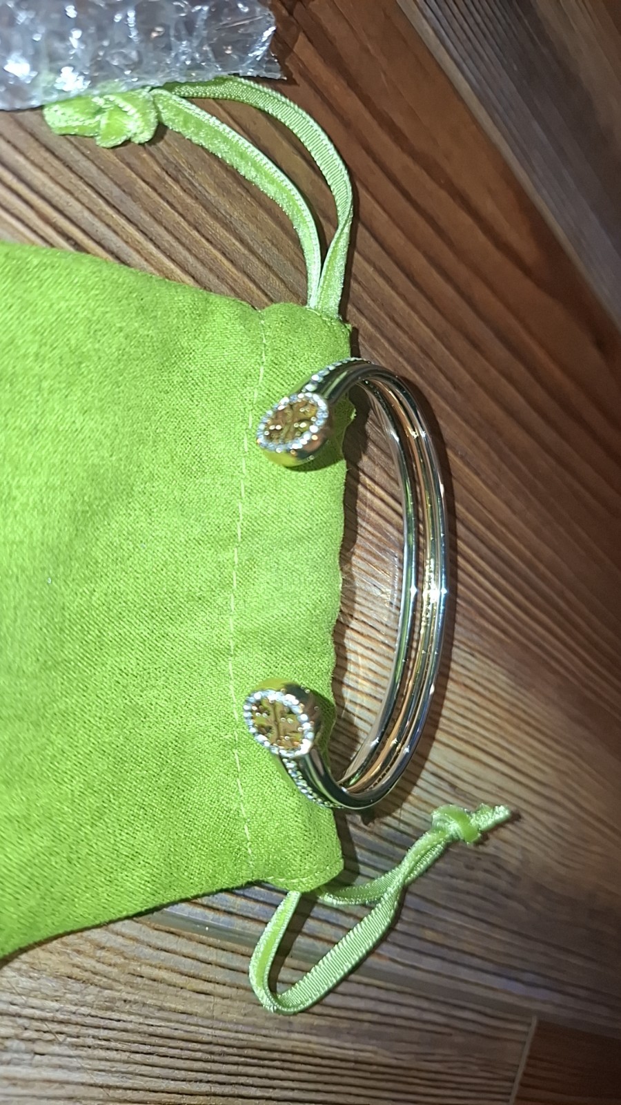 Tory Burch Miller Pavé Cuff Bracelet Gold Tone Clear Round Stones
