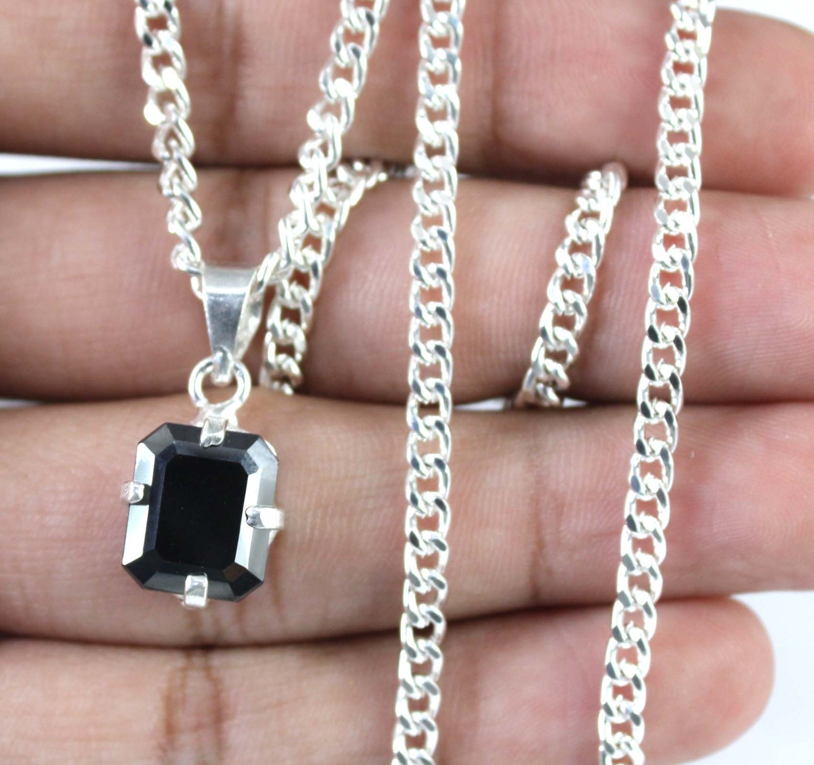 Emerald Cut Black Diamond Solitaire 6.80 Carat Certified Prosperity Pendant