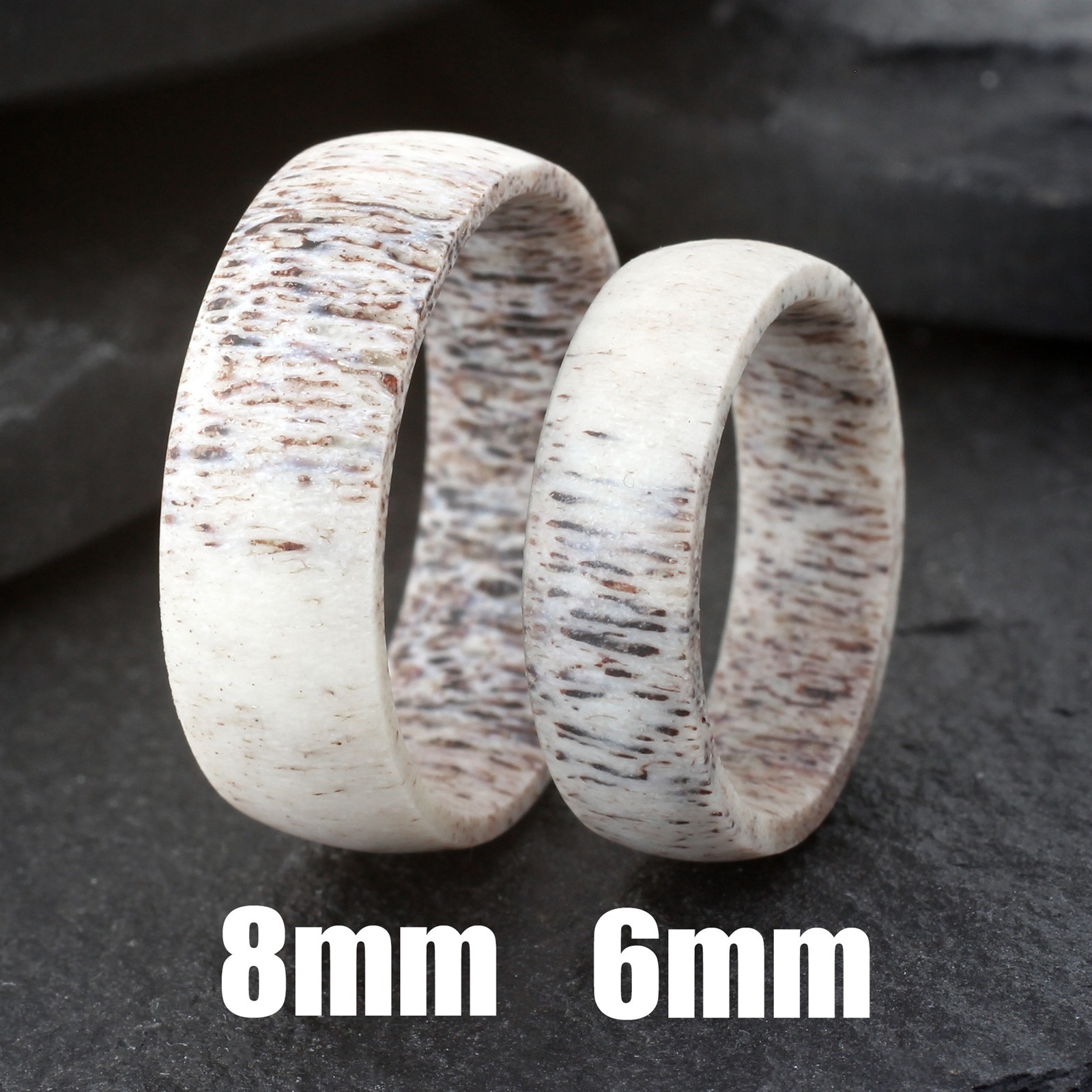 8mm Unique Genuine Deer Antler Men’s Wedding Band Ring Size 8-15
