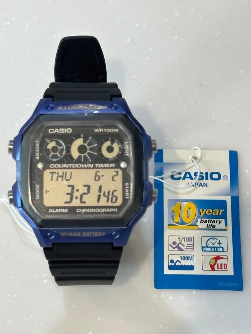 Brand new CASIO AE 1300WH 2AVDF digital wristwatch blue