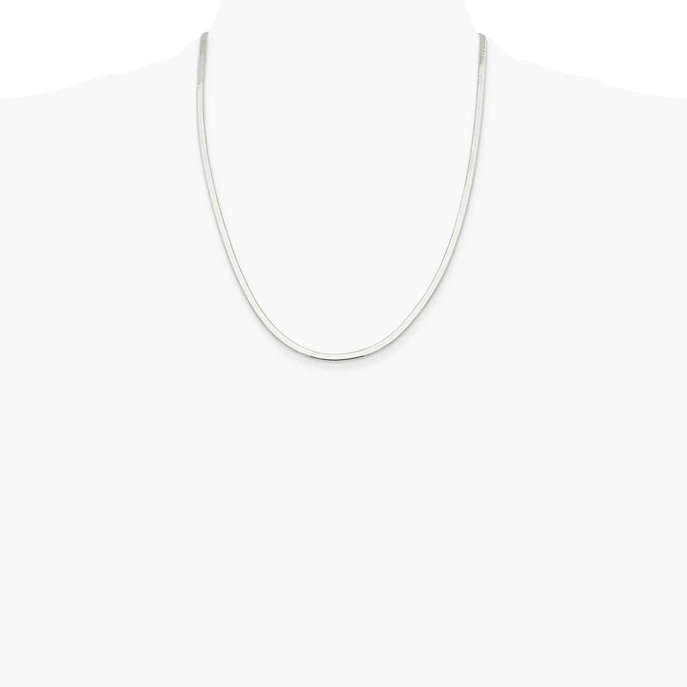 Sterling Silver Rhodium-Plated 3mm Magic Herringbone Chain Necklace 16″-24″