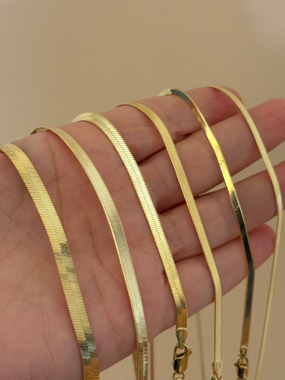 925 Sterling Silver Gold Herringbone Chain Necklace