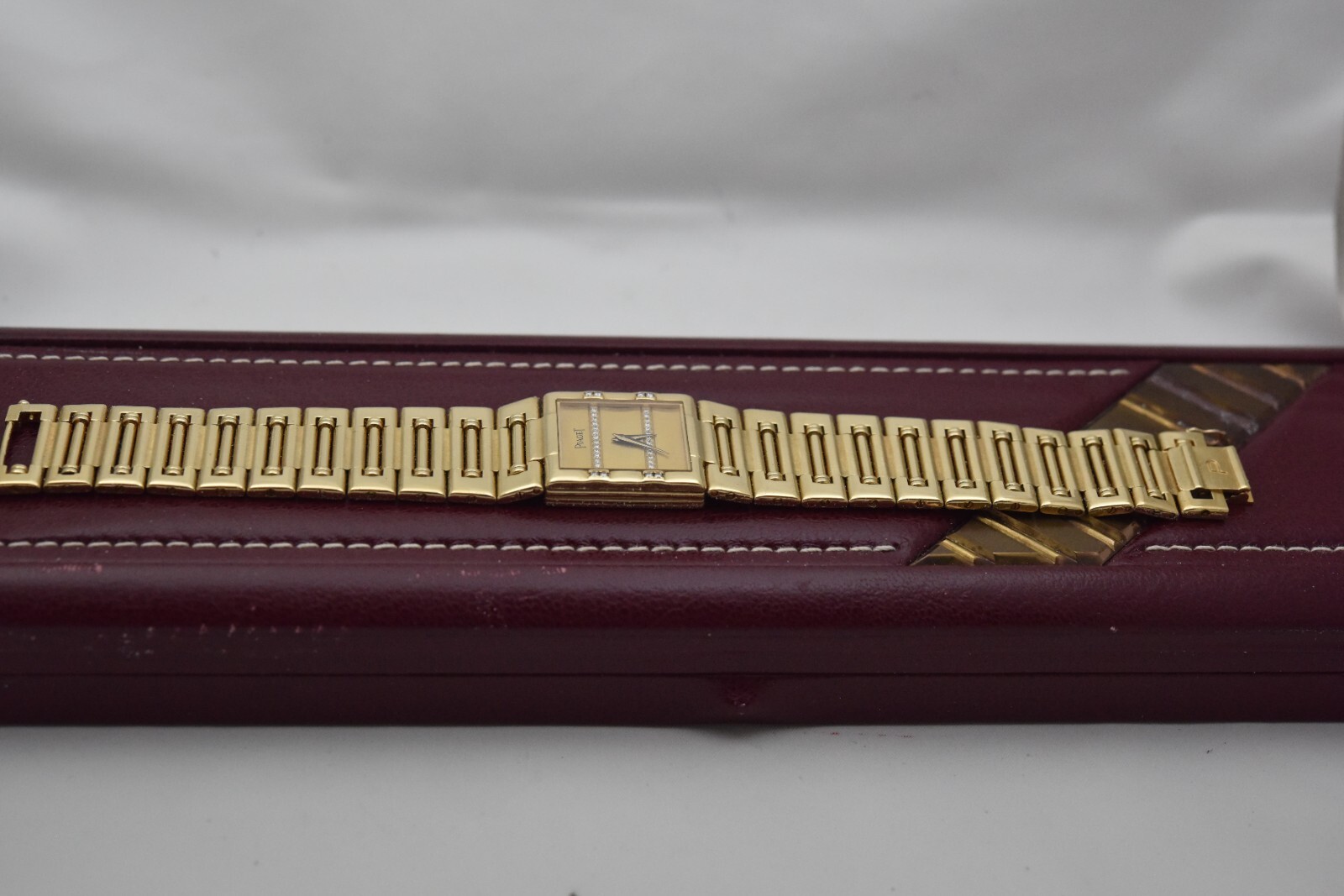 Piaget Dancer 18K YG Square Watch with Factory Diamond, Original Box, Excellent