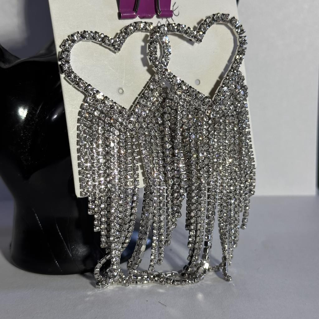 Cubic Zirconia Heart Shaped Earrings with dangles: New RS5/49*50