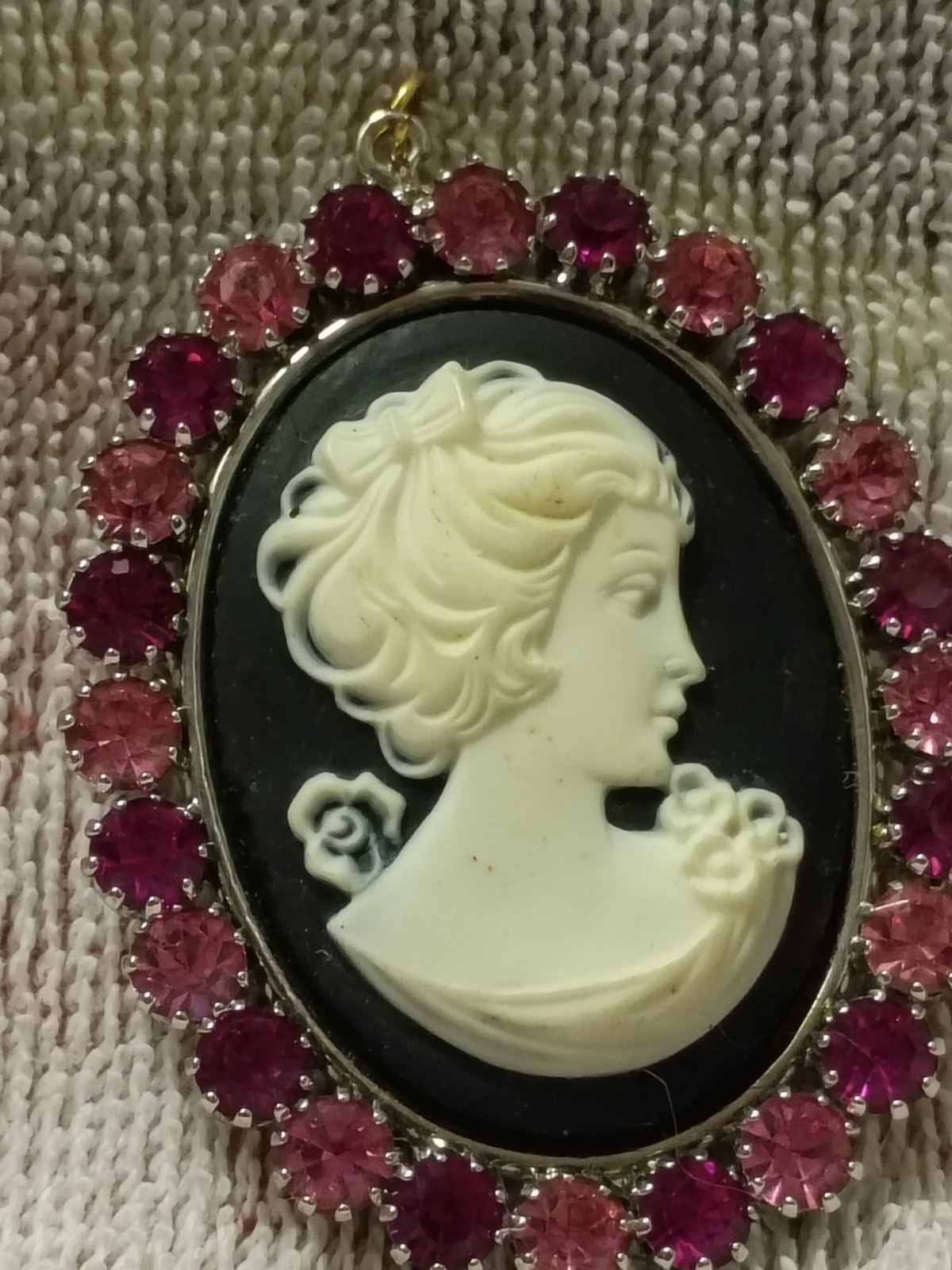 Tarina Tarantino Pink & Purple Crystals Cameo Pendant