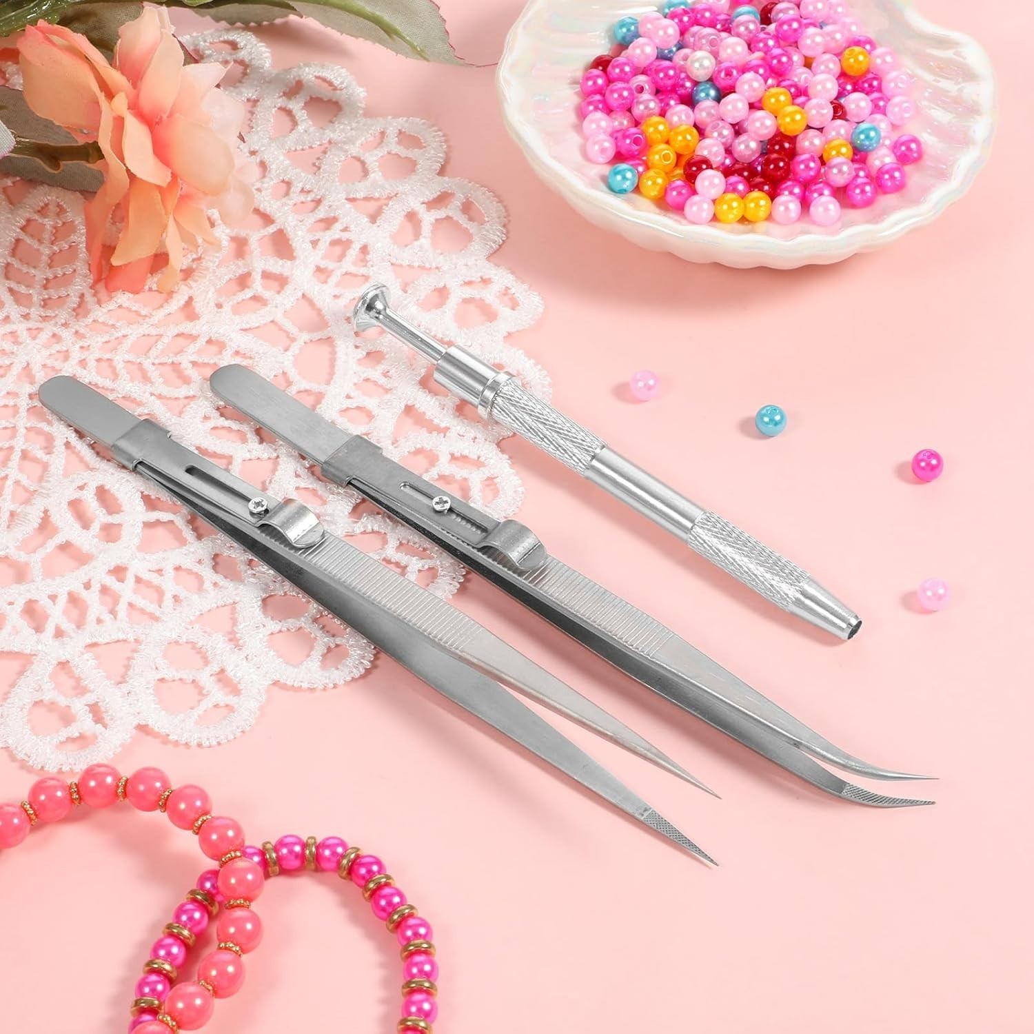 Durable Slide-Locking Jewelry Tweezers Set – 3 Pack Stainless Steel Precision
