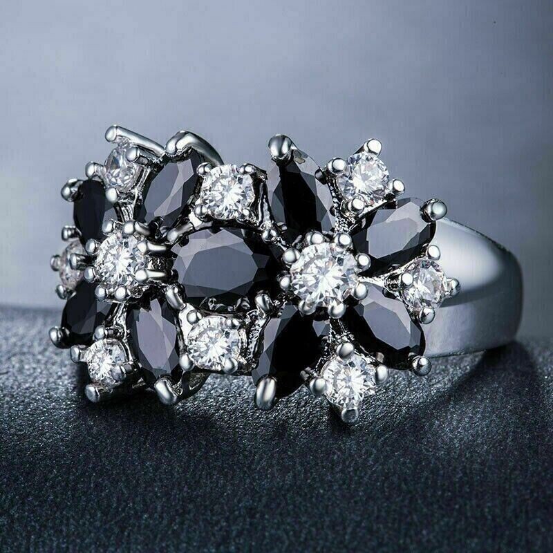 3Ct Oval Cut Lab Created Black Diamond Women’s Ring 14k White Gold Plated Silver
