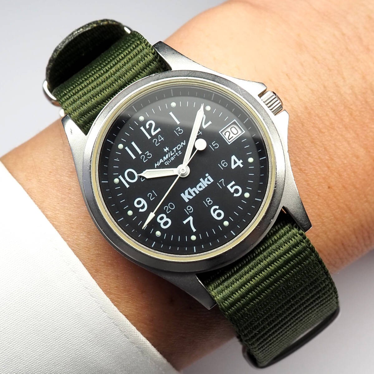 [B1P] Hamilton Khaki Vintage Quartz Italic Logo Watch [w5x]