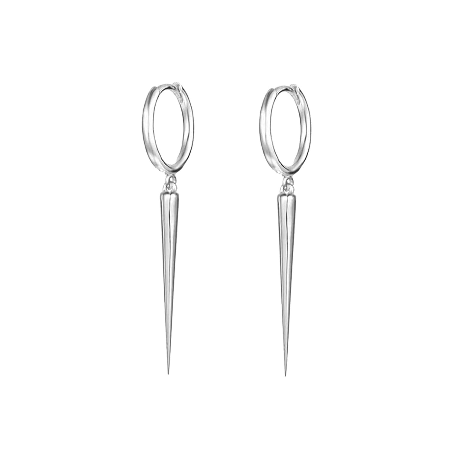 Spike Dangle Drop Hoop Earrings for Women Men Sterling