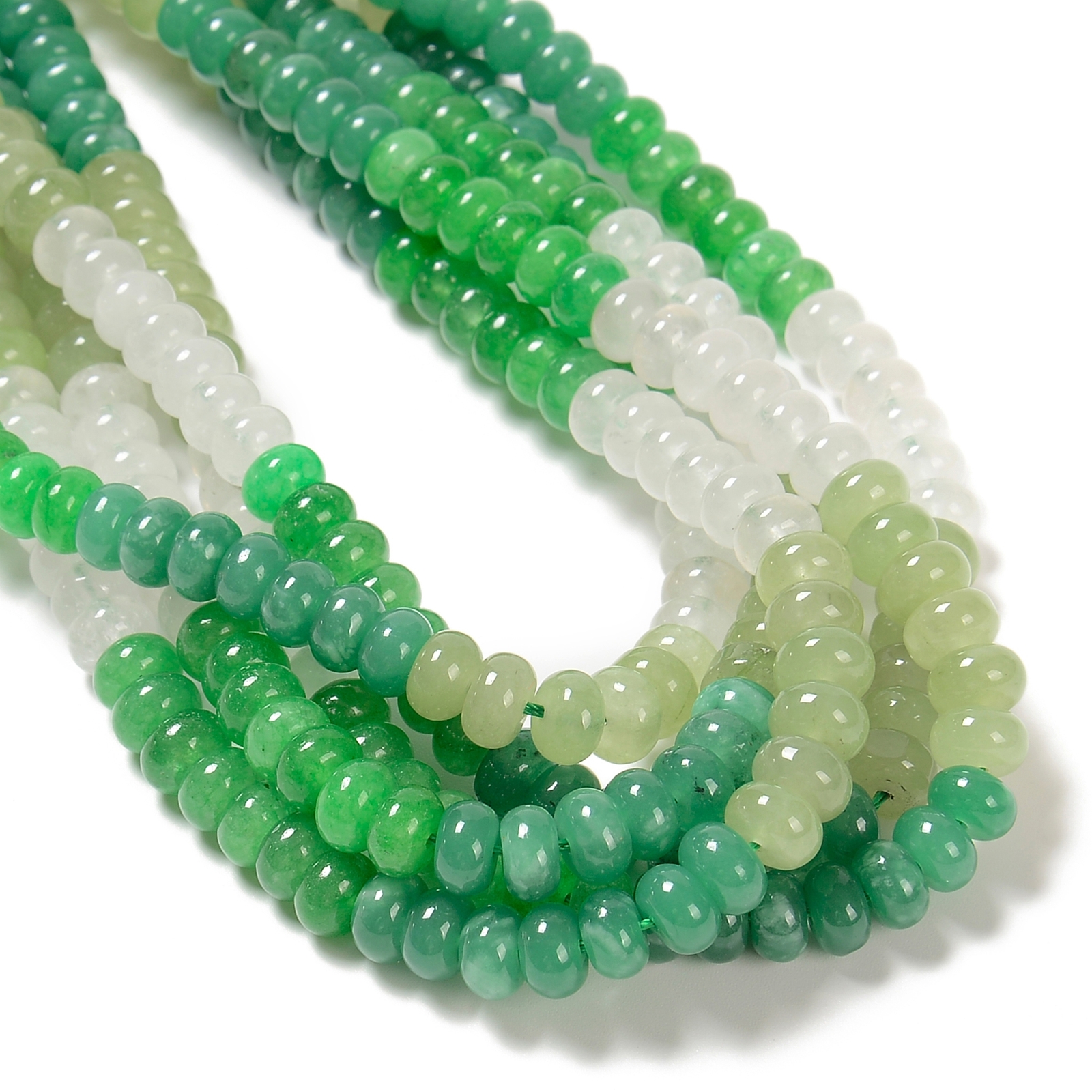 04-Multi-color Dyed Jade Smooth Rondelle Beads Size 5x8mm 15.5” Strand