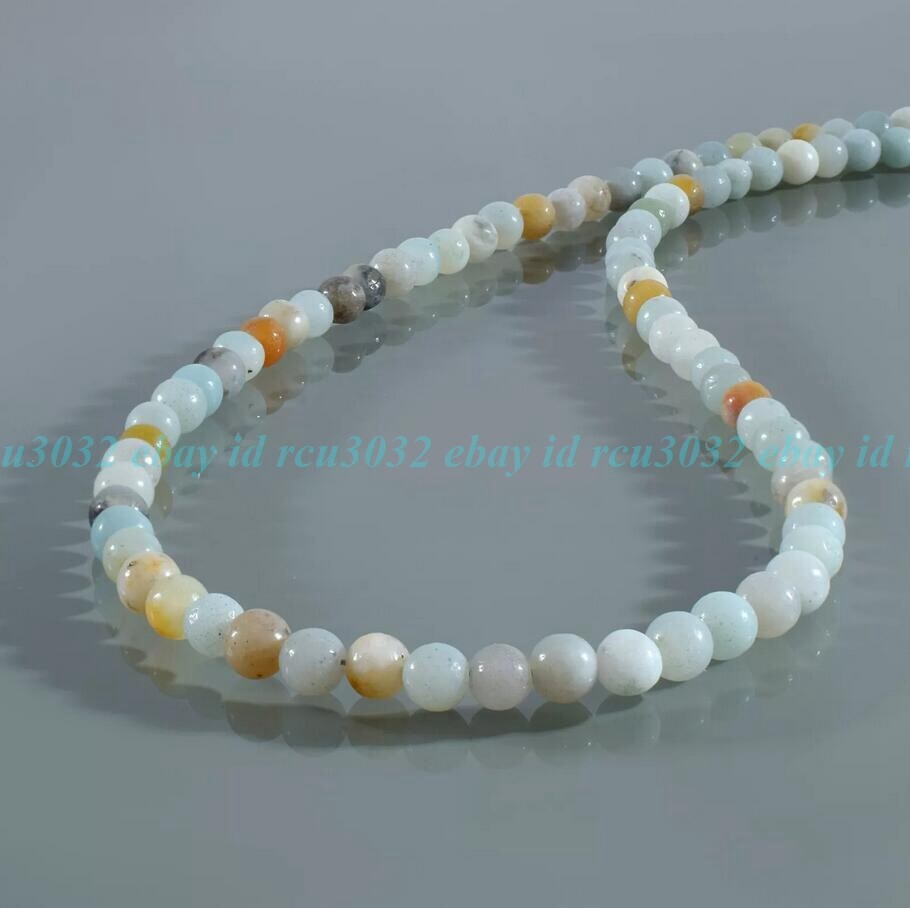6mm Natural Multicolor Amazonite Round Gemstone Beads Necklace 16-28in