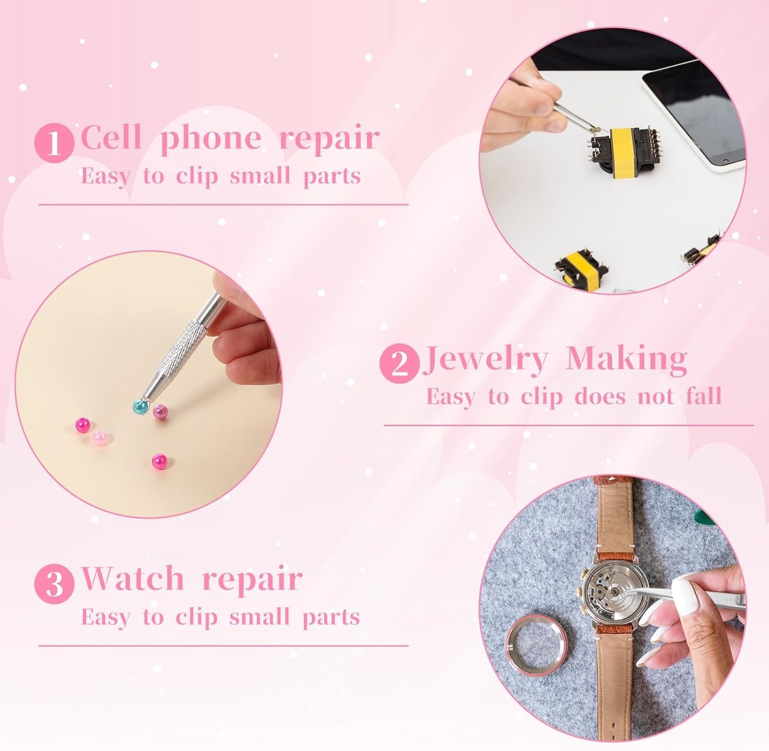 Durable Slide-Locking Jewelry Tweezers Set – 3 Pack Stainless Steel Precision
