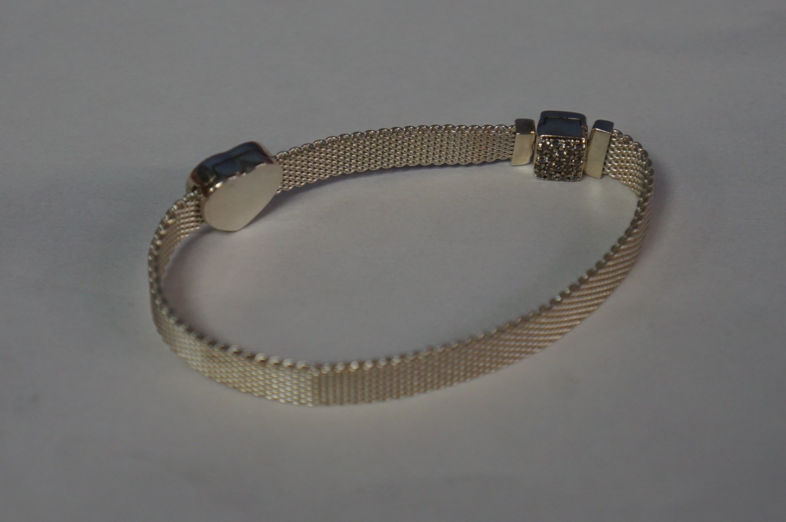 Pandora Reflexions Mesh Bracelet 6″ Sterling Silver CZ 925 & One Heart Charm