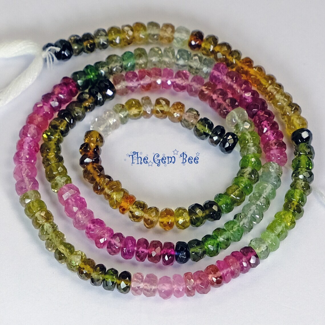 4.2mm Brazilian Tourmaline Faceted Rondelle Bead 16 inch strand