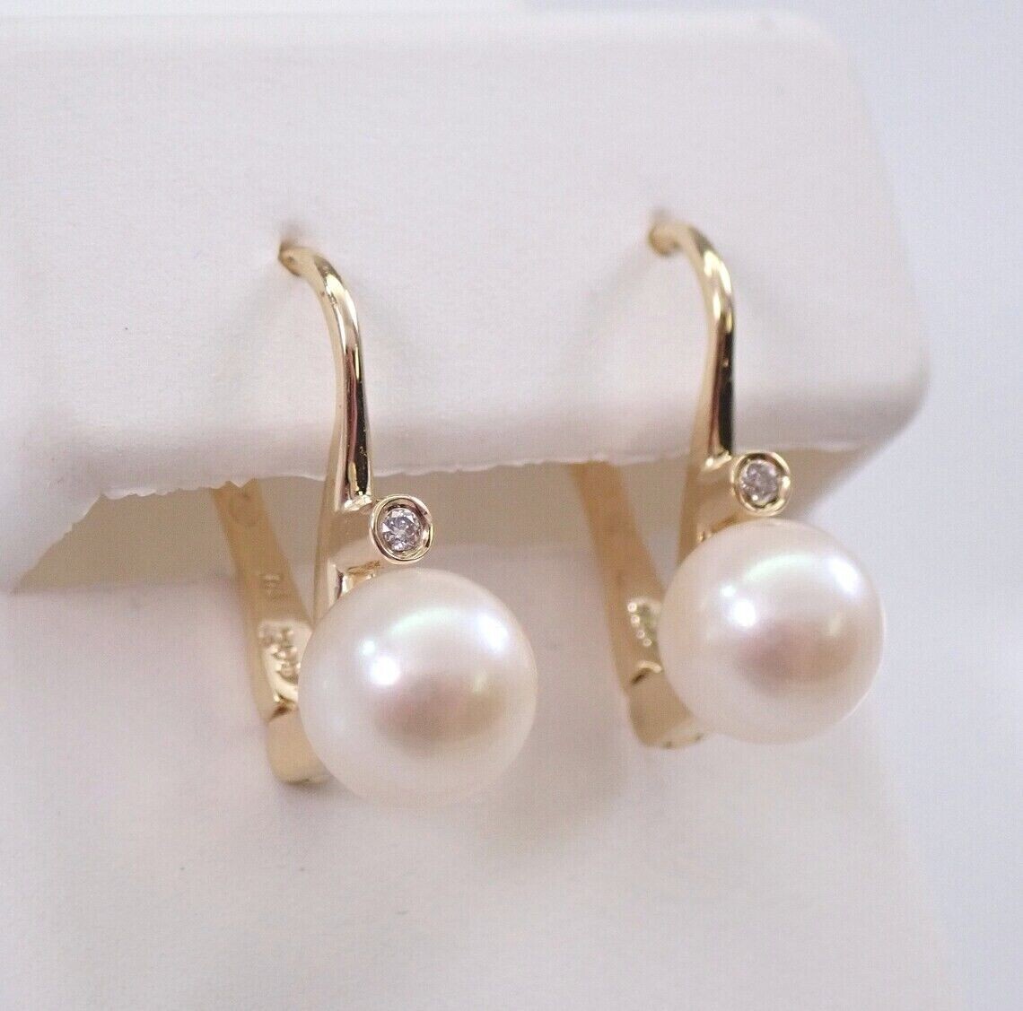 3.00Ct Round Cut White Pearl Drop/Dangle Earrings 14K Yellow Gold Plated