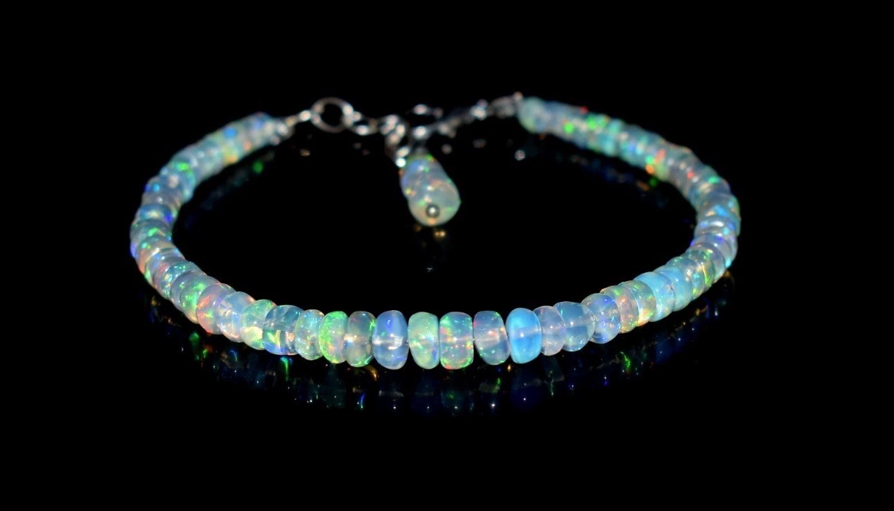 AAA Natural Ethiopian Opal Welo Fire Opal Gemstone Beads 7.5″ Bracelet
