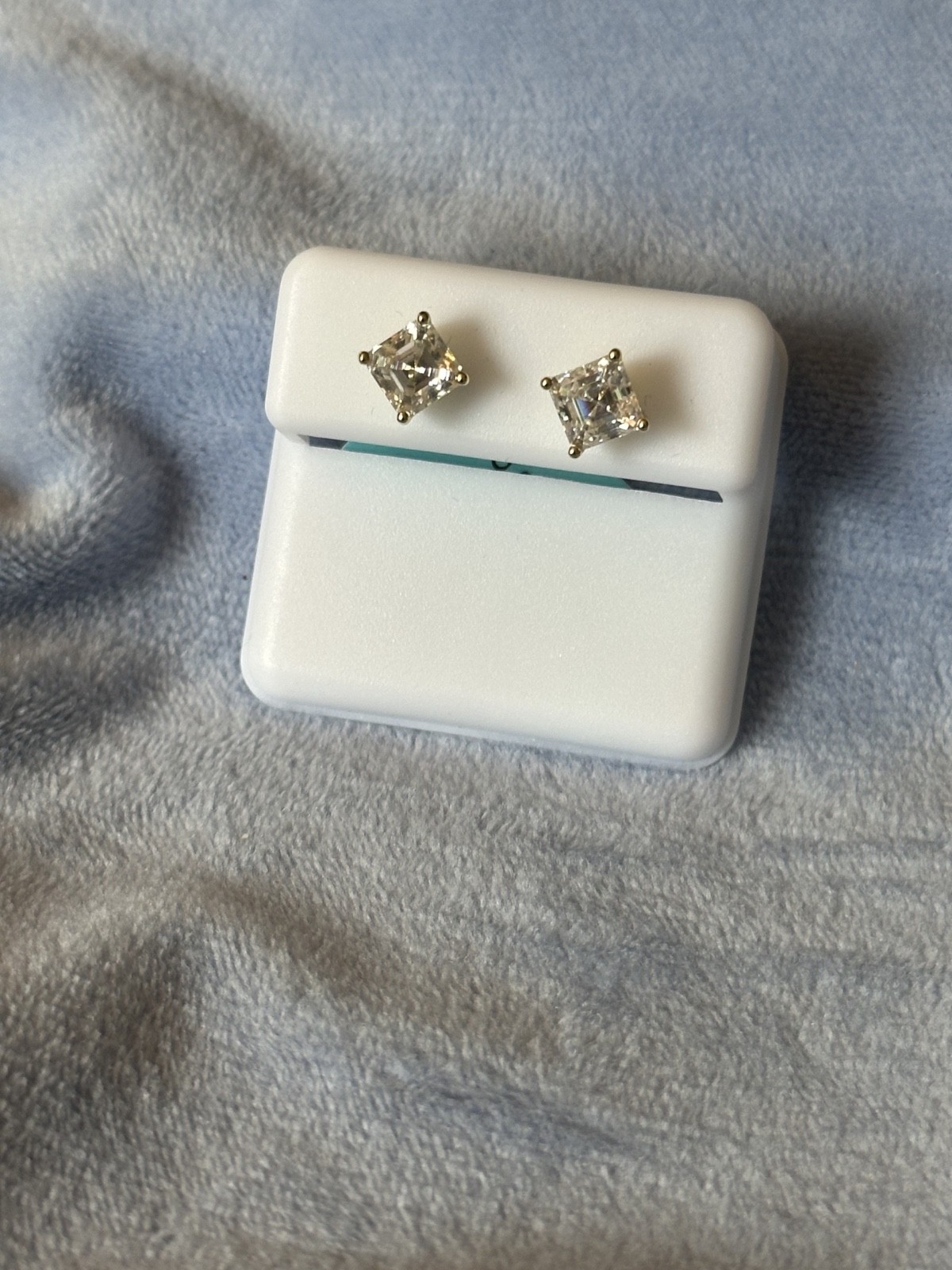 925 sterling silver moissanite princess cut earrings
