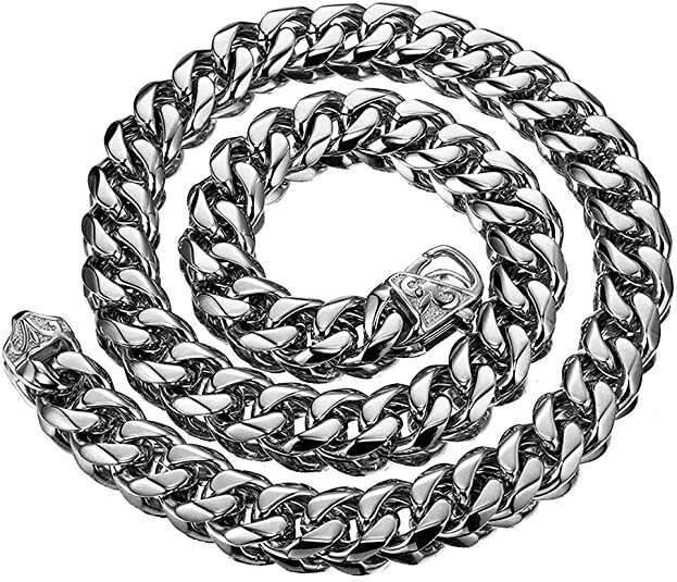 12/15mm Wide 316L Stainless Steel Curb Cuban Link Chain Necklace 16″-40″